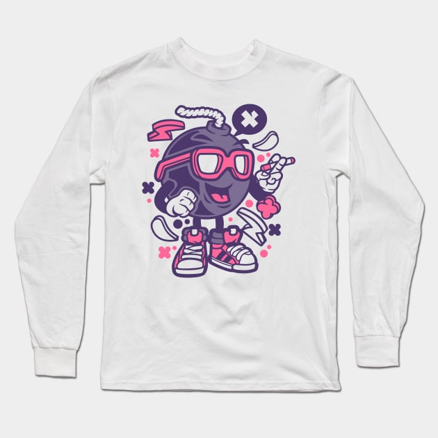 Funny Bomb Cartoon Long Sleeve T-Shirt by BamBam